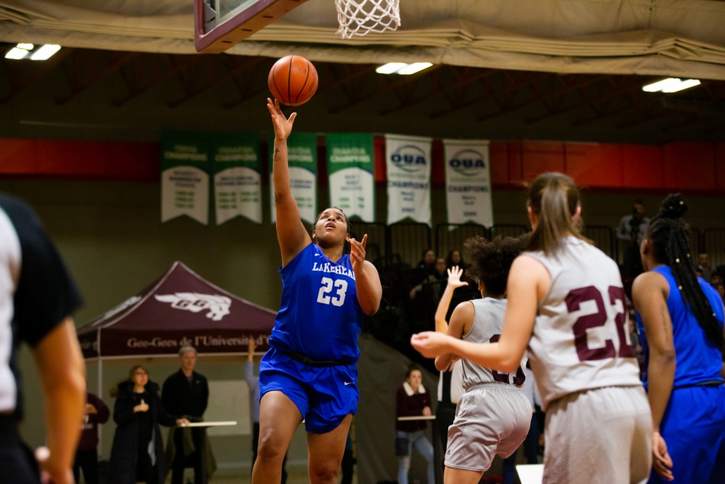 during their semi-final playoff game vs. Lakehead at uOttawa,Ottawa,ON, on Feb. 27, 2019. Photo: Greg Mason