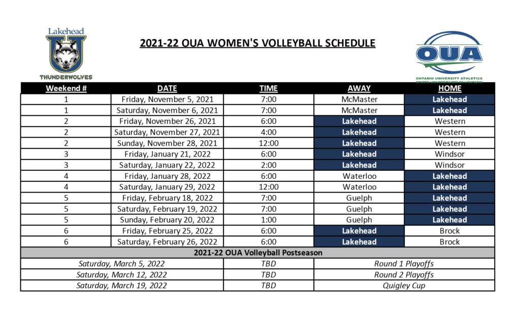 Women's Volleyball Schedule