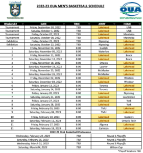 Women's/Men's Basketball Schedule 2022-2023 - Lakehead Athletics